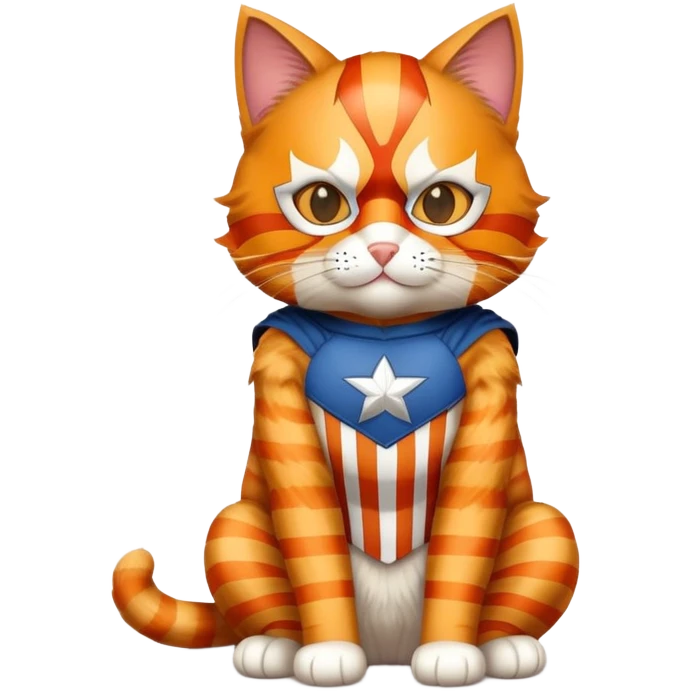 cat full body sitting with superhero mask emoji