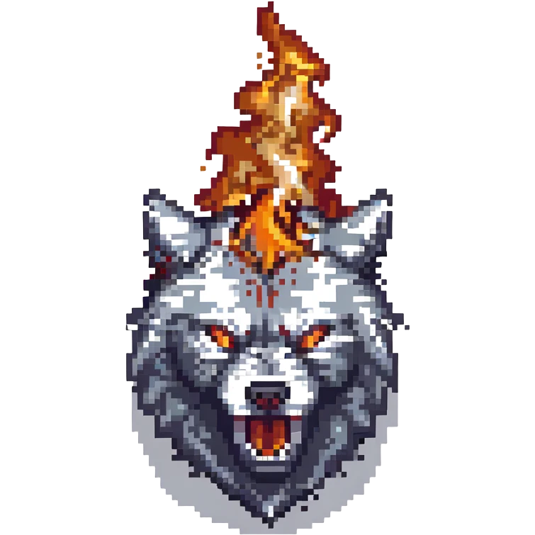 angry wolf on fire emoji