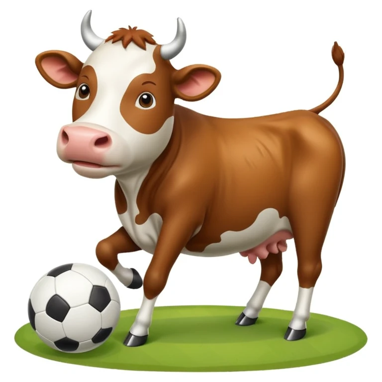 A cow playing football emoji