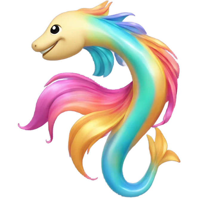 A person (🧜‍♀️ or 🧜‍♂️) with a shiny, colorful tail, swimming gracefully, with long flowing hair. emoji
