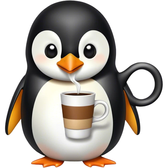 Penguin drinking coffee emoji