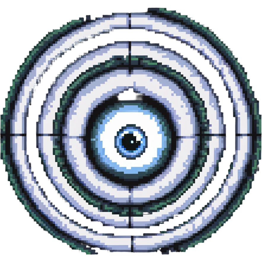 Pixel art dizzy eyeball with spiral emoji