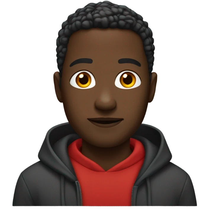 black man with red hoodie emoji