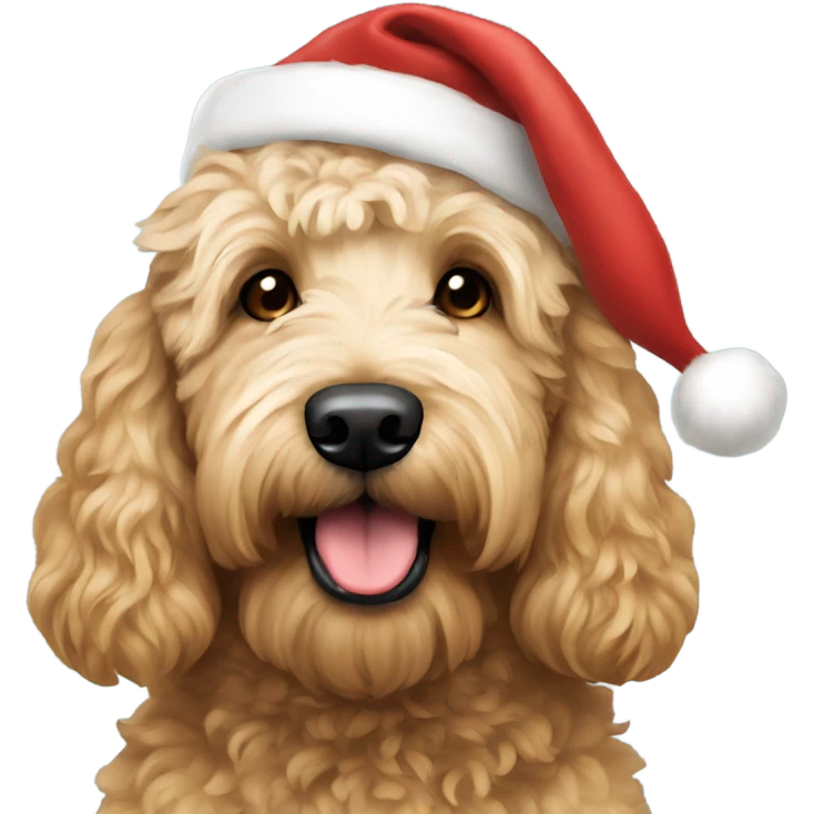 Goldendoodle with Santa hat emoji