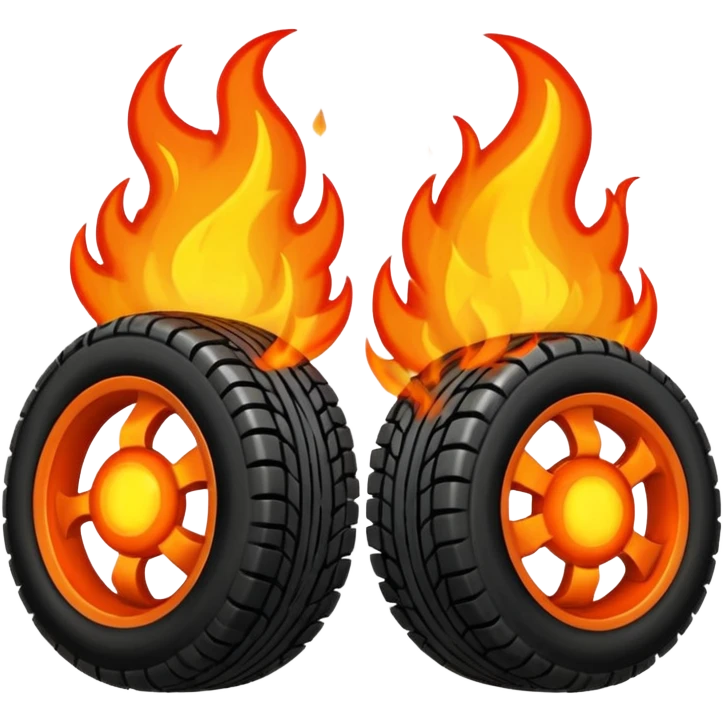 fireballs with flames in semi tires emoji