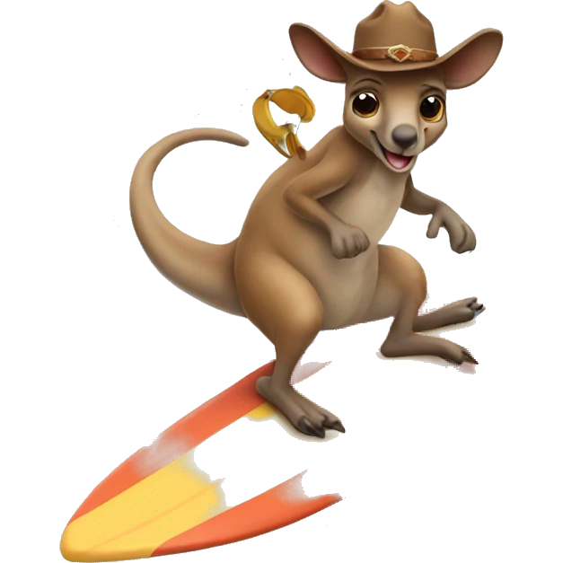 Kangaroo surfing with cowboy emoji