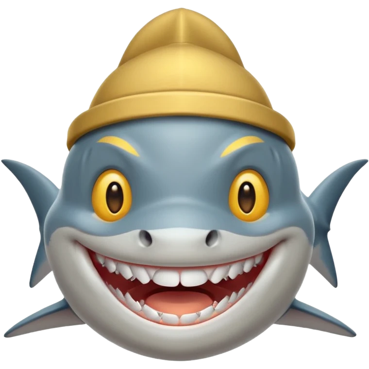 Shark with golden hat on his head smiling emoji