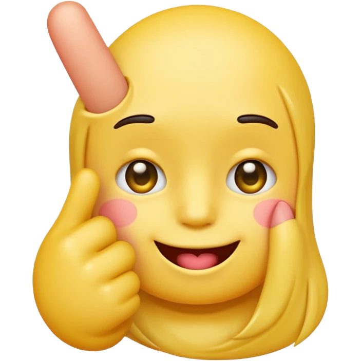 Make a regular blushed yellow emoji but with the middle finger  emoji