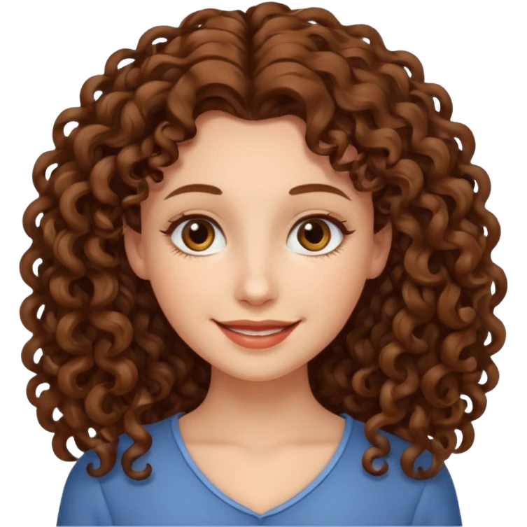 persona mujer con piel clara y rizos suaves color café y largos emoji