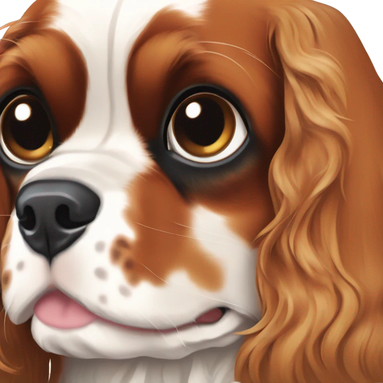 Tri-color Cavalier King Charles spaniel emoji