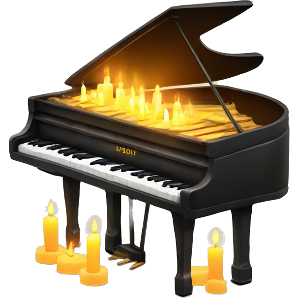 vintage piano with melted candles on top emoji