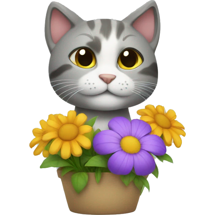 cat selling flowers emoji