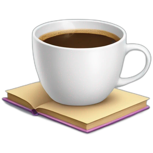 A cup of coffee on beautiful books emoji