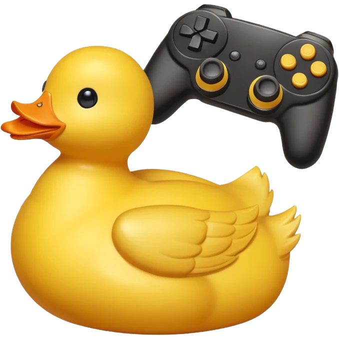 Rubber ducky playing first person shooter game emoji