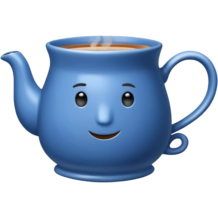 visibly steaming blue mug of tea emoji