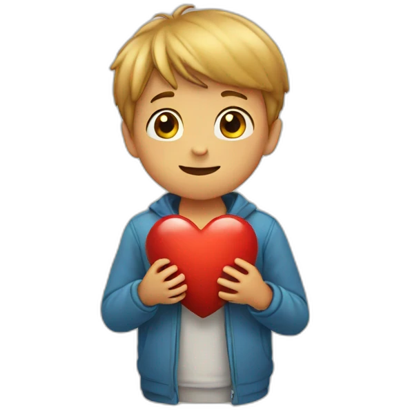 boy giving heart emoji