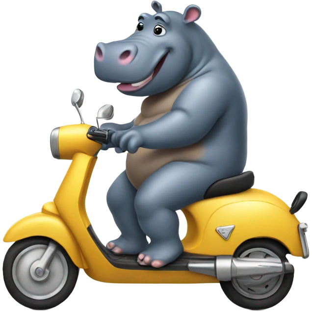 Hippo riding a scooter emoji