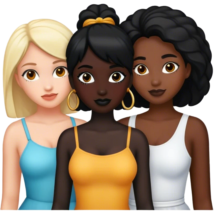 4 female friends, two are Latin one is black and one is white  emoji