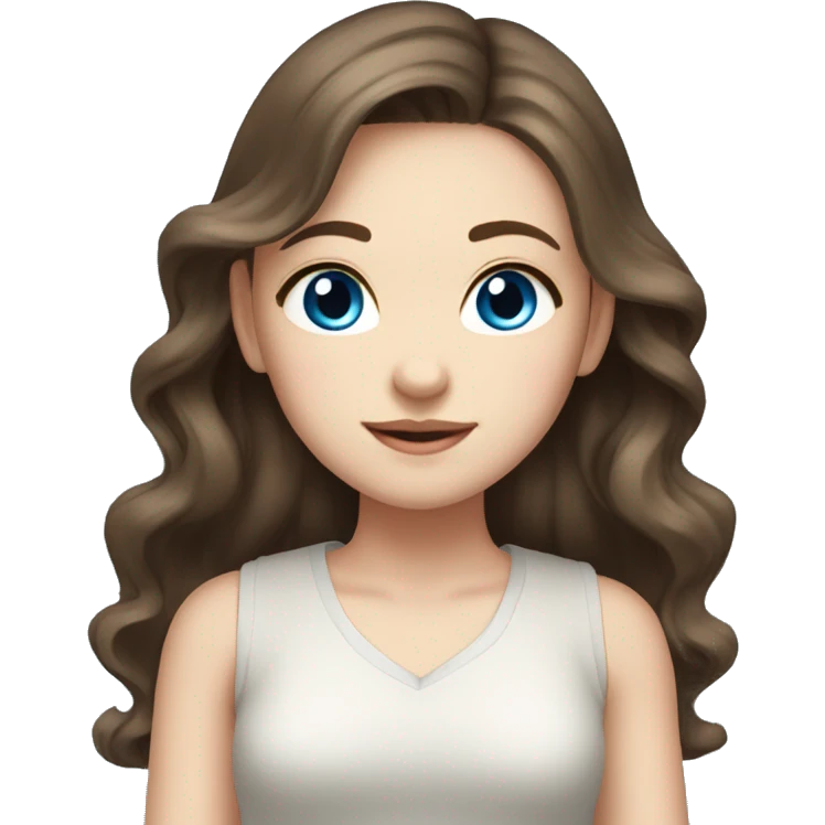 Beautiful girl,Brown hair,wavy hair，long hair,Blue eyes,Chinese emoji