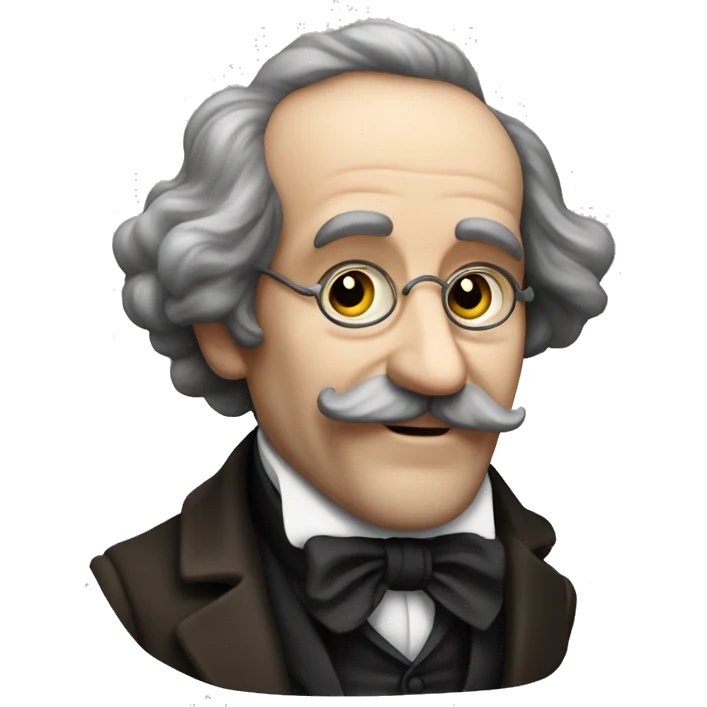 Charles Dickens holds an emoticon in his hand emoji