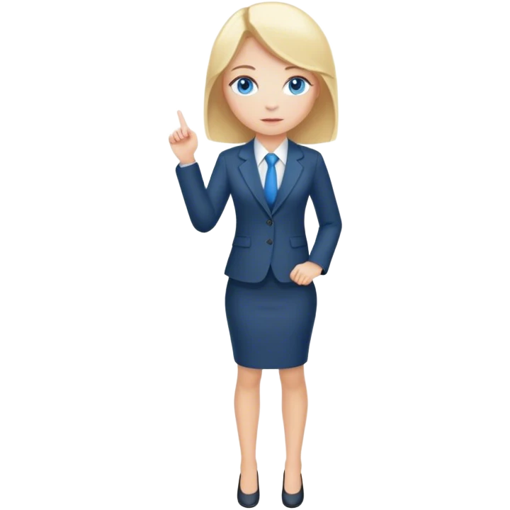 A blond girl blue eyes wearing a Business Outfit, whole body emoji