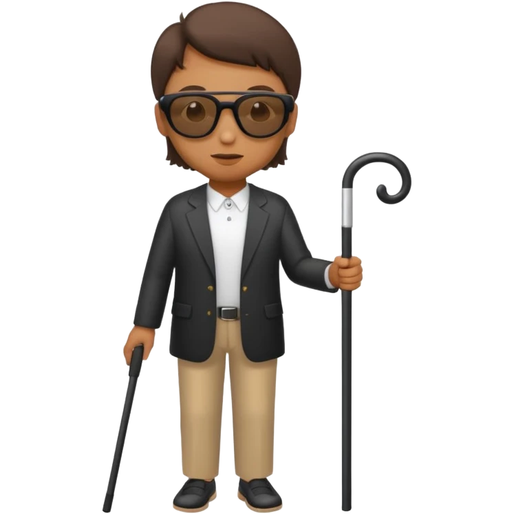 A blind person wearing sunglasses and holding a guide cane emoji