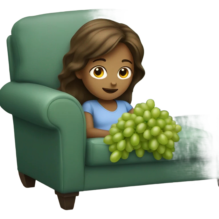 Brown haired girl Girl eating green grapes lying on the couch emoji