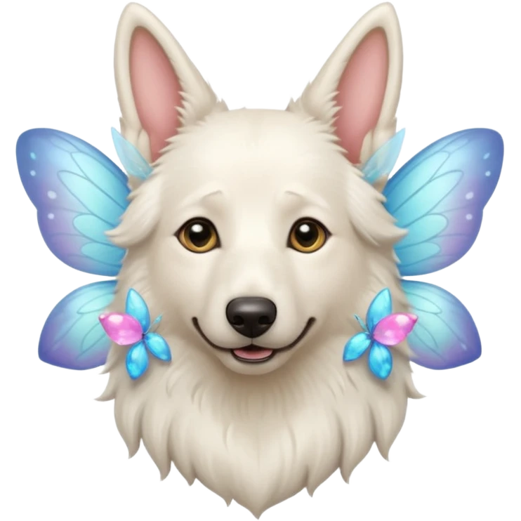 White belgian Shepard feels a fairy emoji