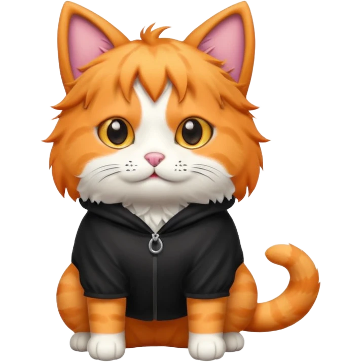 an orange cat that has a black dog costume on emoji