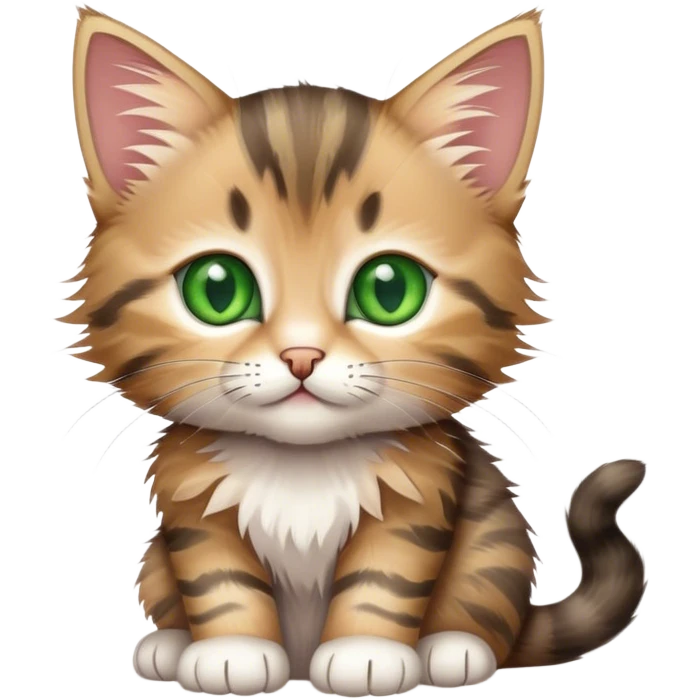 tabby kitten with green eyes paper emoji