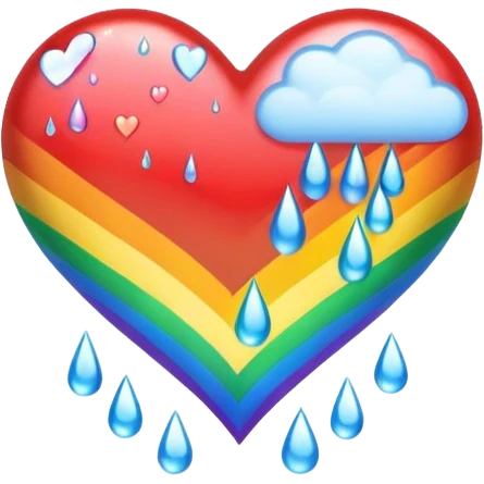 heart with a rainbow and rain motif emoji