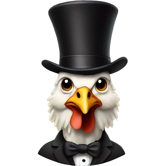 Chicken man wearing a top hat  emoji