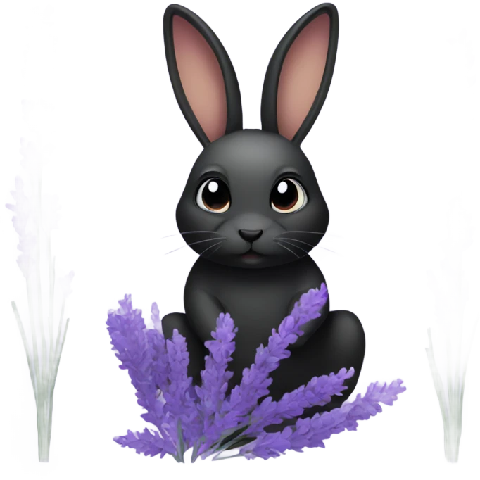 Black rabbit with lavender emoji