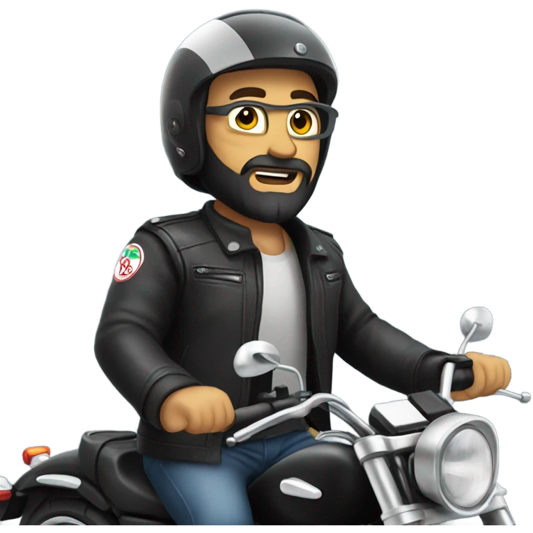 Bearded man riding a motorbike emoji