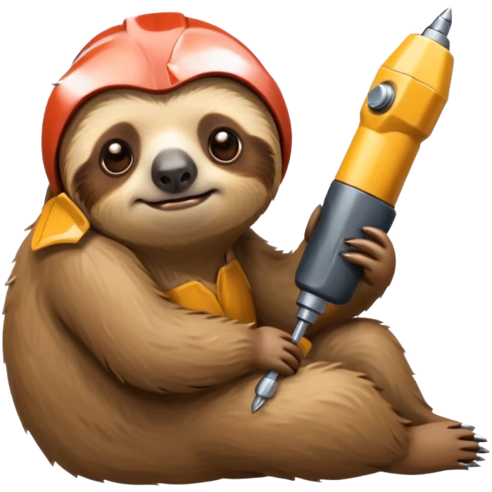 грустный ленивец с перфоратором какает emoji