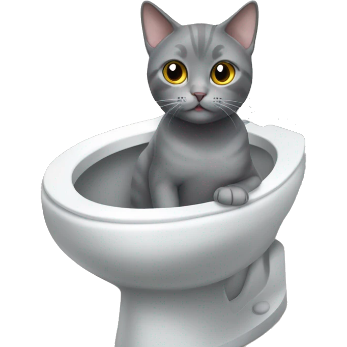 British short hair gray cat in toilet emoji