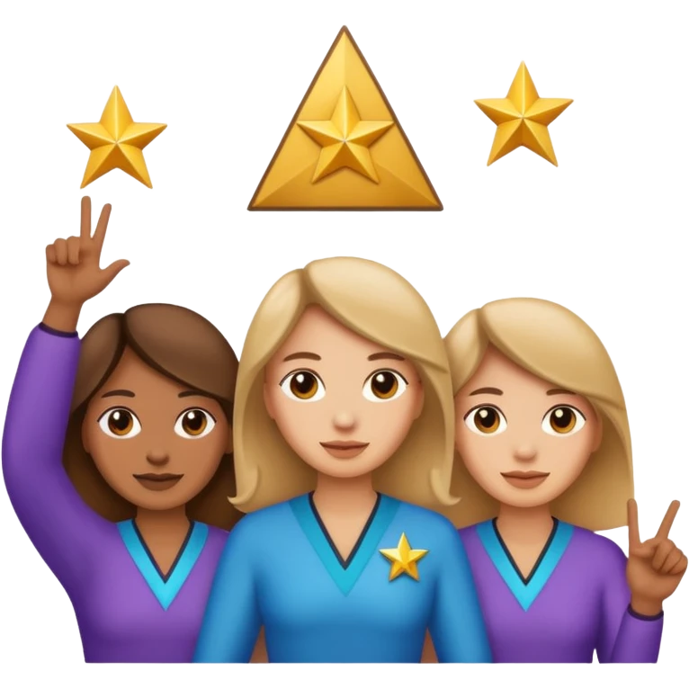 bronze women holding up 3 stars in a triangle emoji