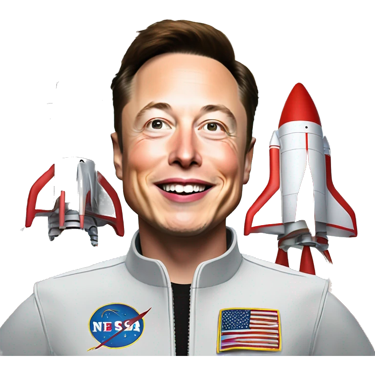 elon musk celebrate victory with rockets and ridiculous cool stuff in the background emoji