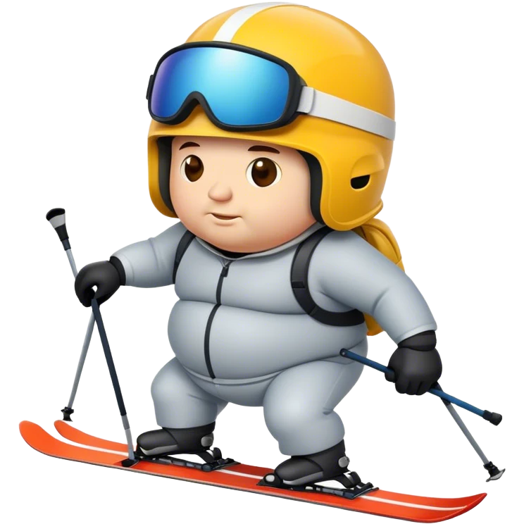 Fat man skiing big helmet emoji