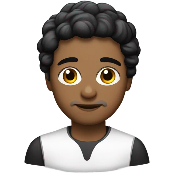 Color de piel blanco , cabello negro y ondulado no muy corto ni largo , cejas pobladas y nariz chica  emoji