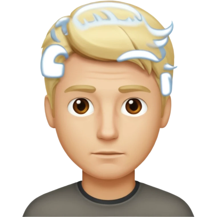 Blonde man playing smart emoji