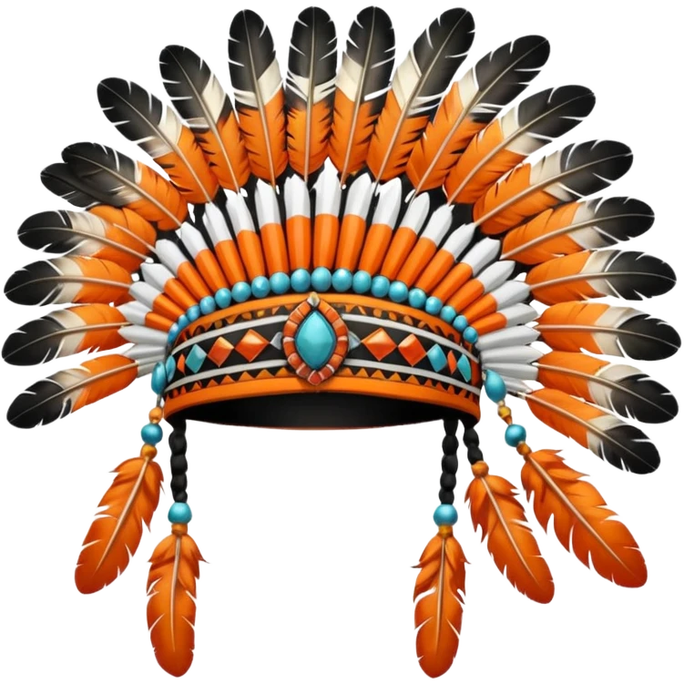 Orange black and white Native American head dress emoji