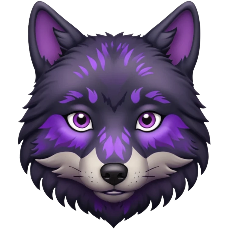 black wolf with purple pattern sad emotion emoji