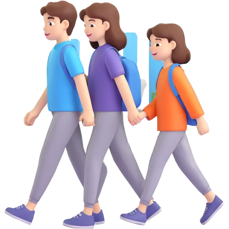 Sister and brother walking in a busy city emoji