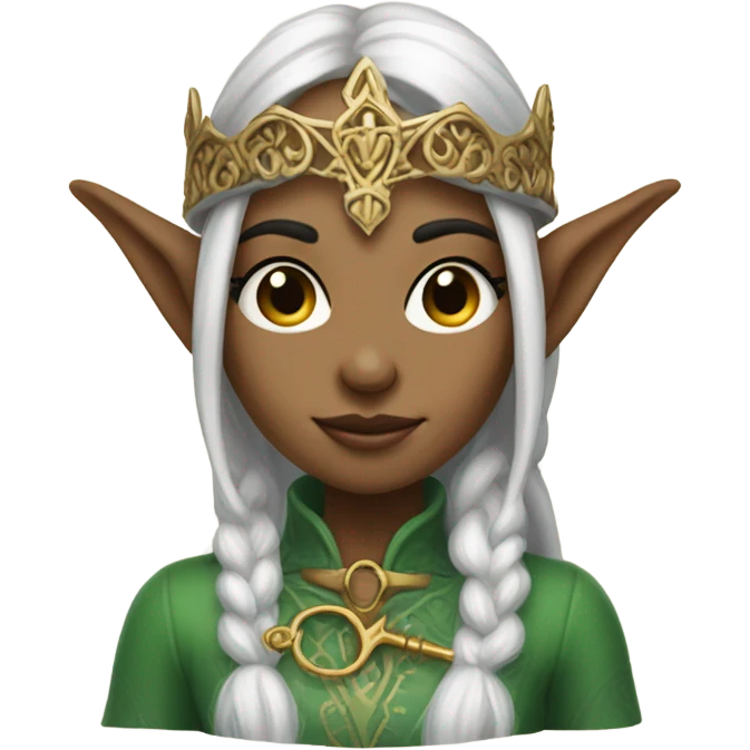 an elf woman login holding a big key emoji