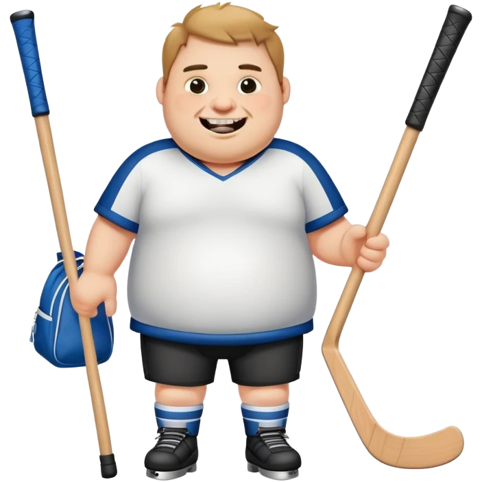Fat Man with a hockey stick and a bag of teeth emoji