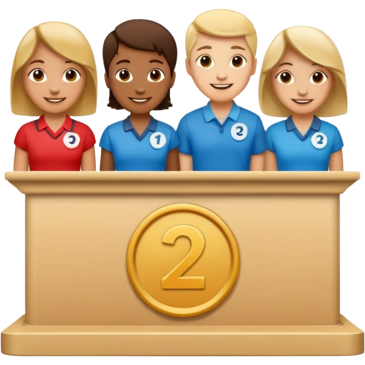 show people on podium in first, second and third place.  The podium should be labled 2, 1, 3 emoji