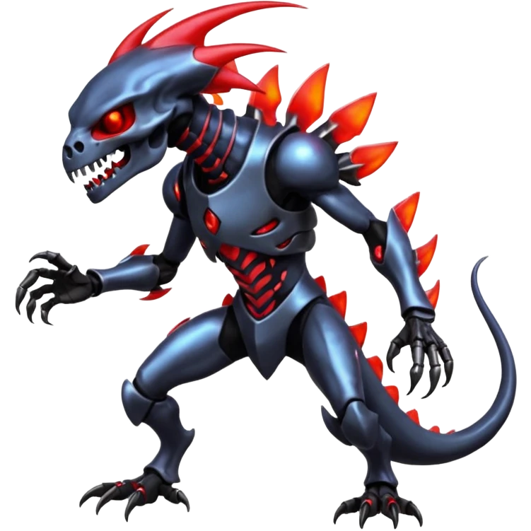 Shiny Futuristic Badass Demonic Spectral Dusky Spooky Skull-faced Cool Hot Stylish Handsome Alien-Salandit-Darkrai-Genesect-Fakémon-fusion (full body) emoji