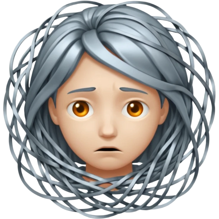 person trapped in algorism web with sad face emoji