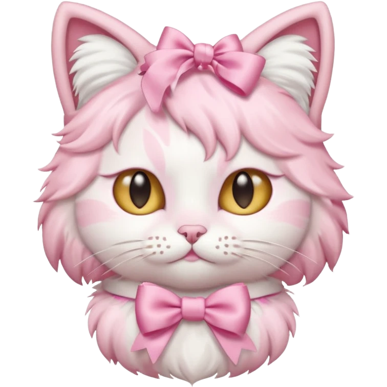 A pastel Pink cat 🐱 with a bow 🎀 emoji